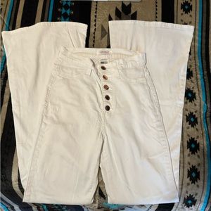 High waisted white flare jeans